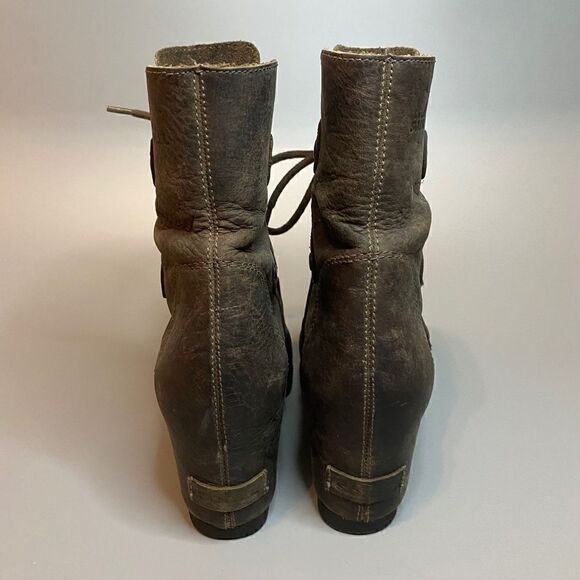 Sorel Joan of Arctic Lace Up Wedge Lexie Wedge Grill Brown Leather 8 - Picture 4 of 6